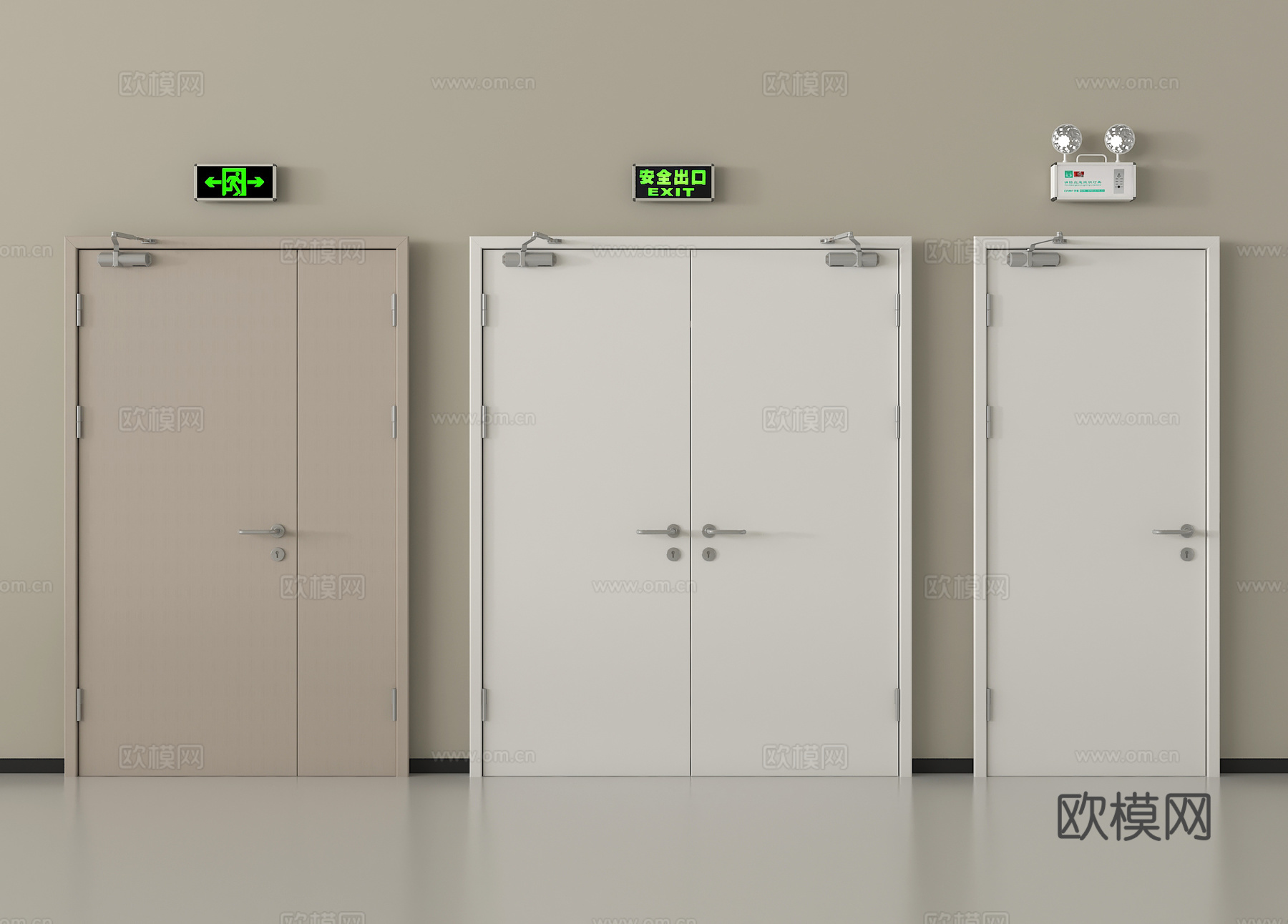 现代消防门   防火门安全出口su模型