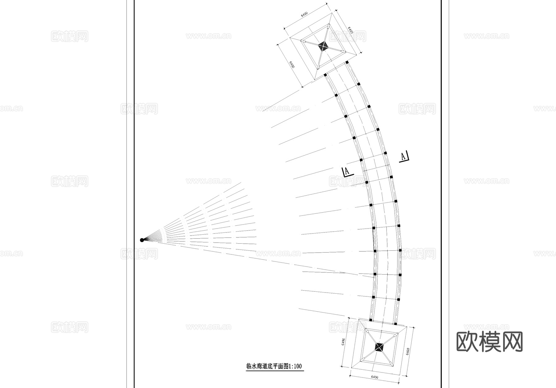 山庄会所前荷塘景观CAD施工图全套cad施工图