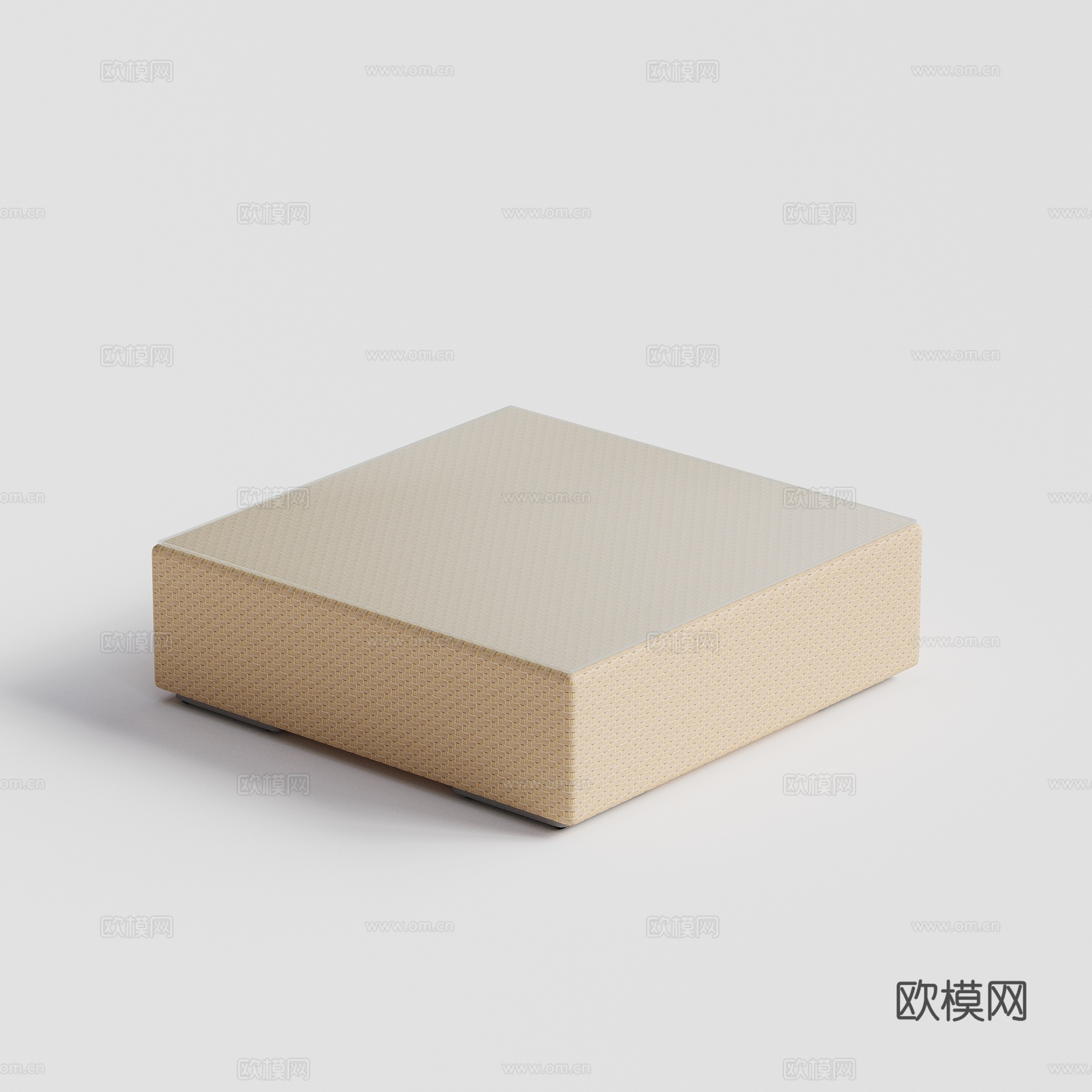 DEDON - 现代户外茶几 方茶几 藤编玻璃台面茶几 侧几su模型