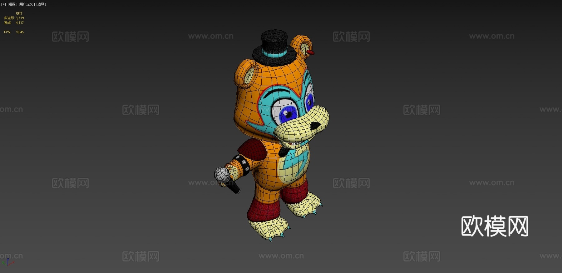 游戏中的华丽摇滚弗雷迪毛绒玩具su模型