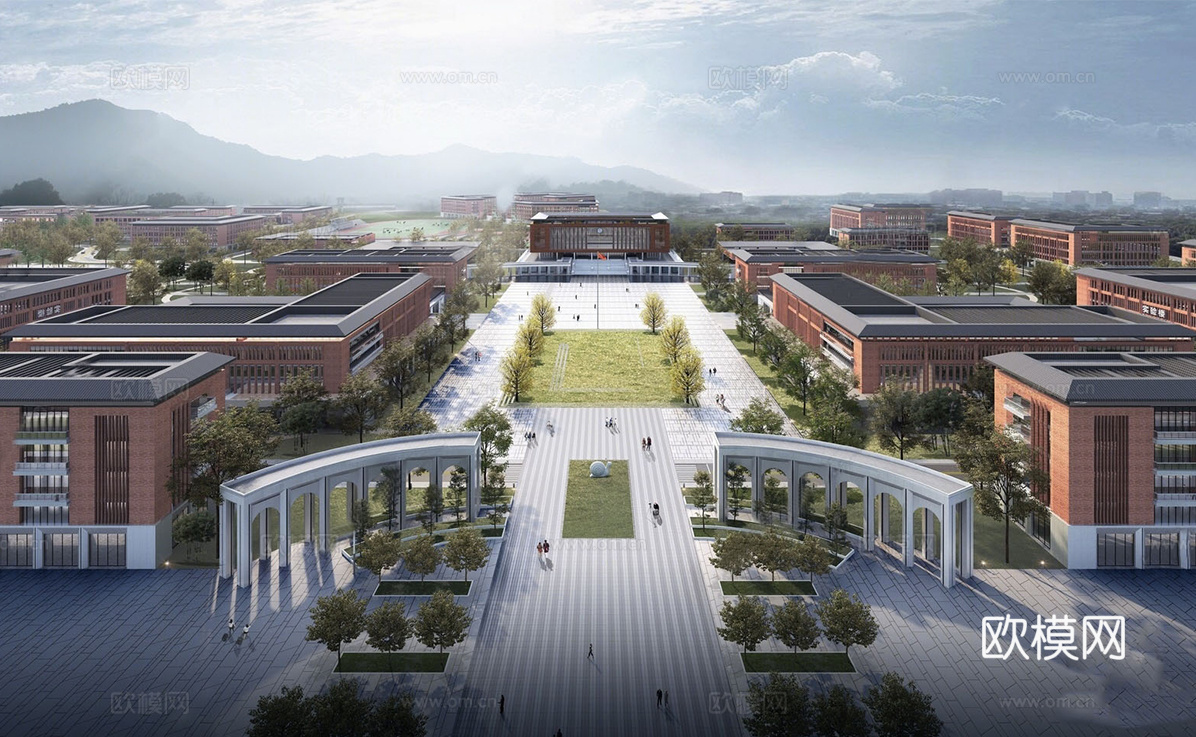 现代校园景观  校园建筑 教学楼建筑su模型