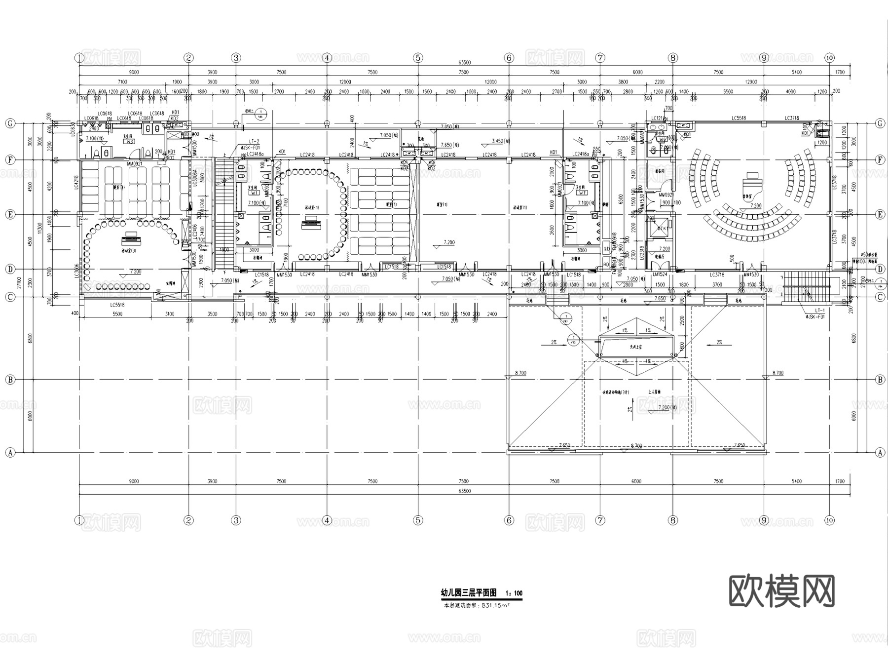 深圳龙华第三幼儿园建筑CAD施工图整套cad施工图
