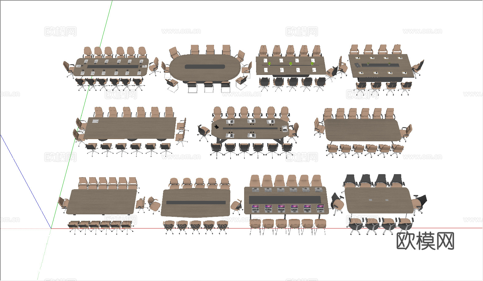 现代会议桌椅su模型