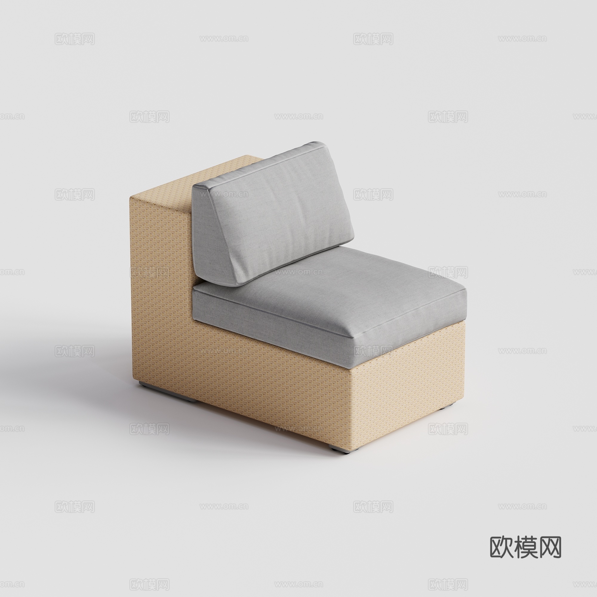 DEDON - 现代户外沙发 单人沙发 藤编无扶手单人沙发su模型