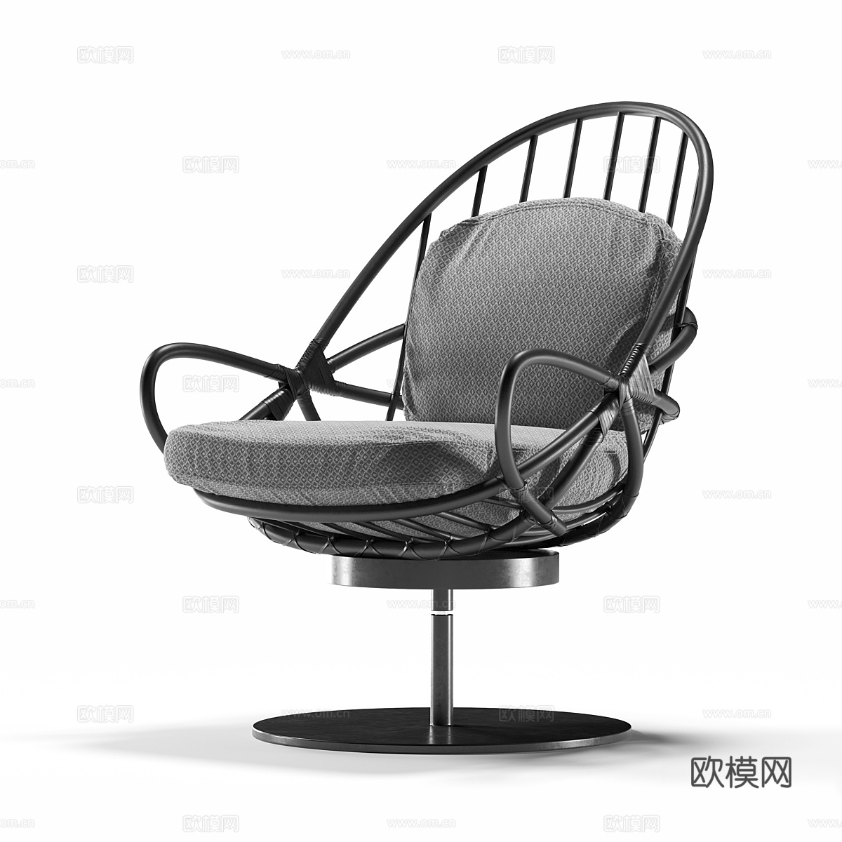 Marco Corti黑色扭纹扶手椅3d模型下载