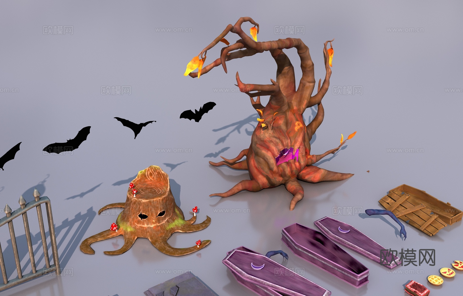 漫画风格万圣节道具3d模型下载（渲染图3）