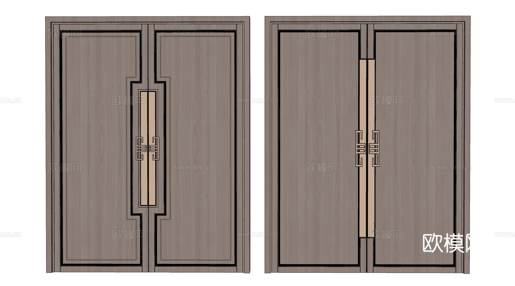 新中式木门 工装门 报告厅门 双开门 宴会厅门su模型