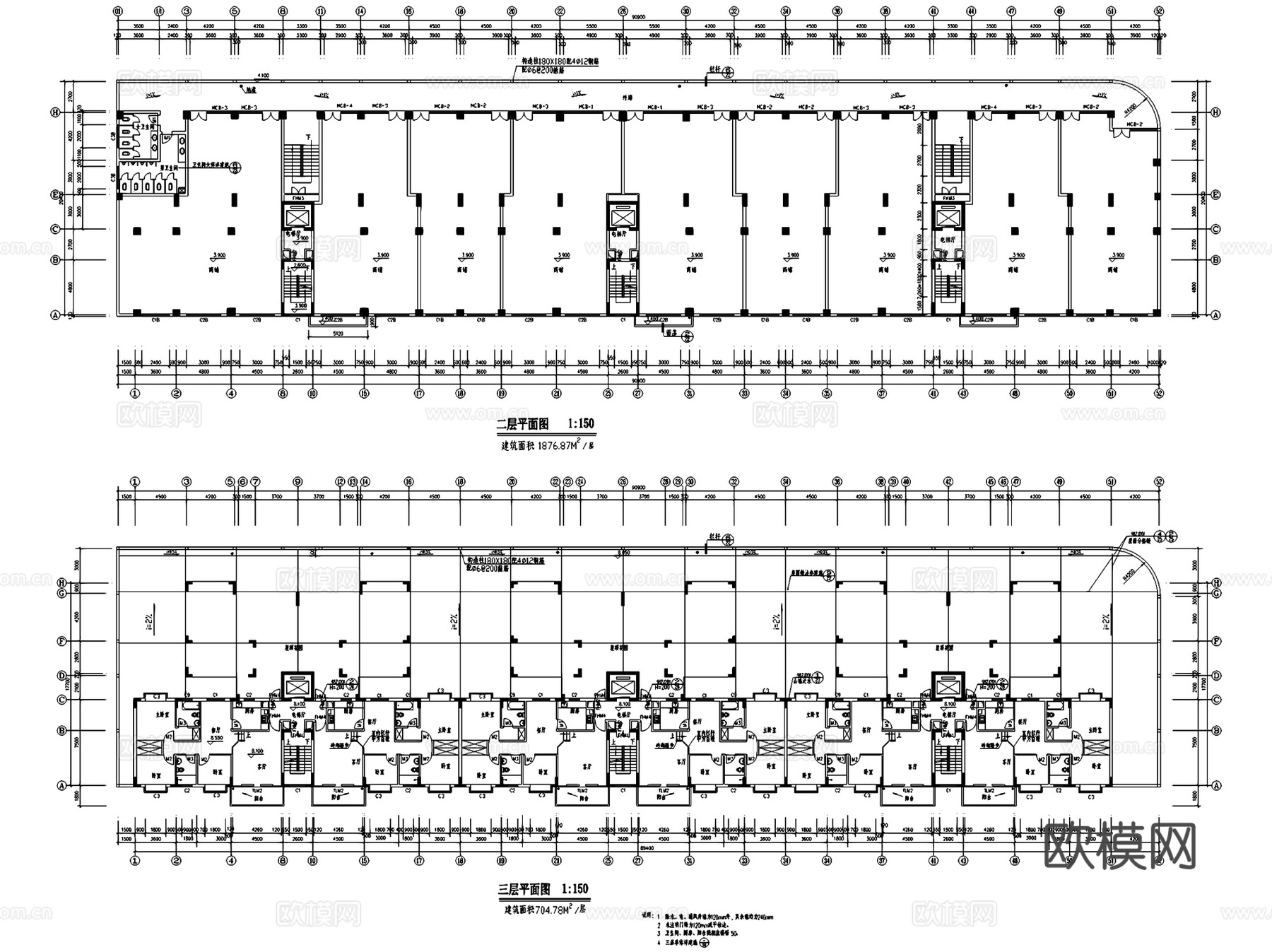 商业住宅办公综合楼建筑CAD施工图集 15套cad施工图
