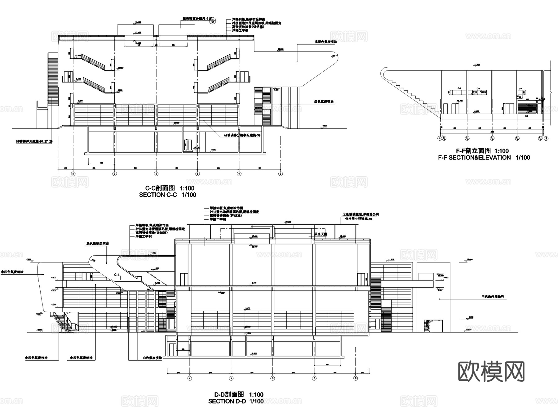 深圳盐田沙头角体育中心建筑CAD施工图全套cad施工图