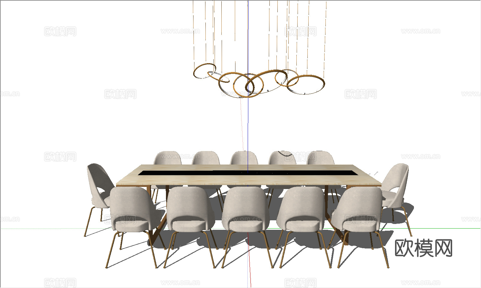 现代会议桌椅su模型