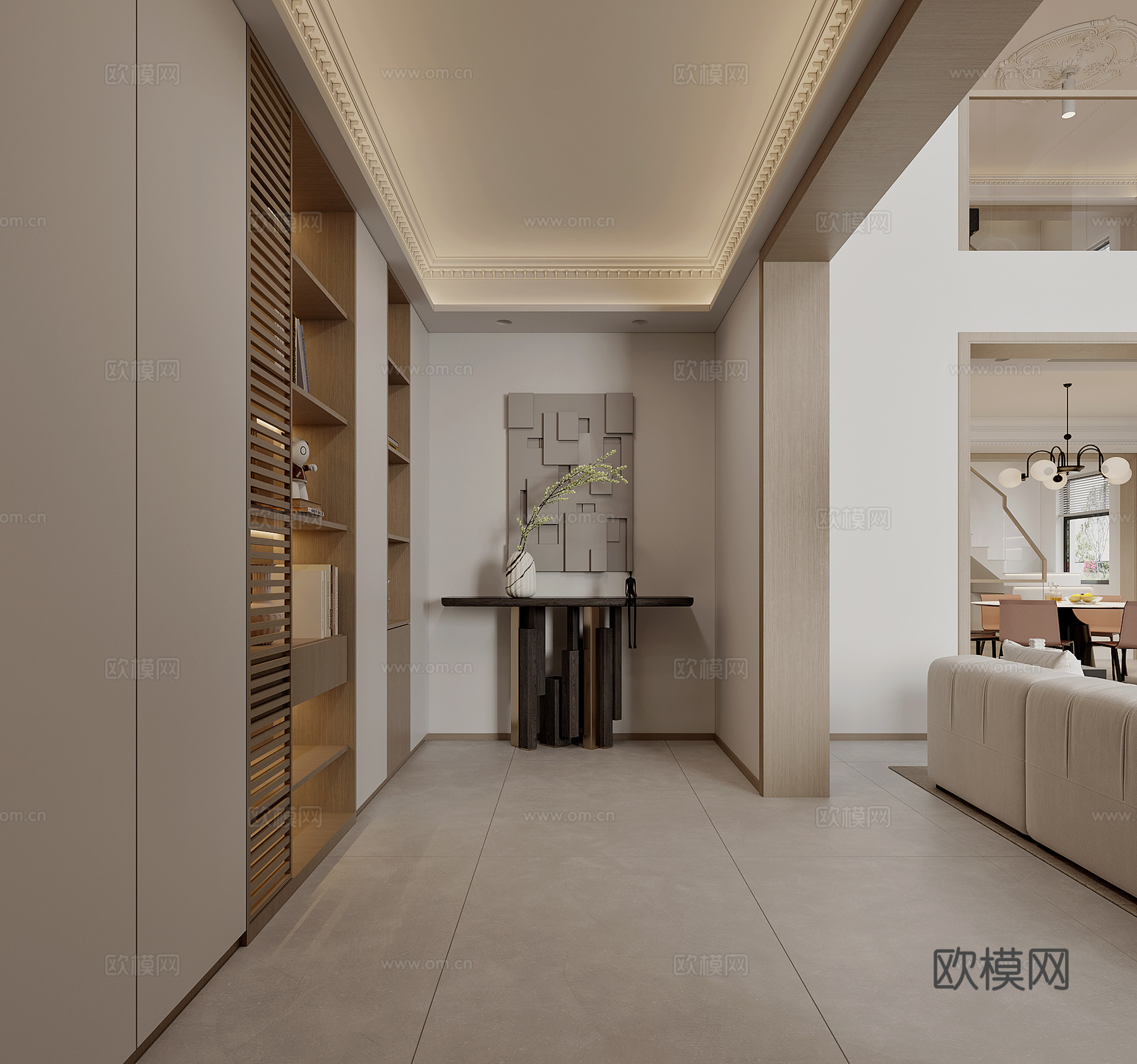 奶油风玄关3d模型