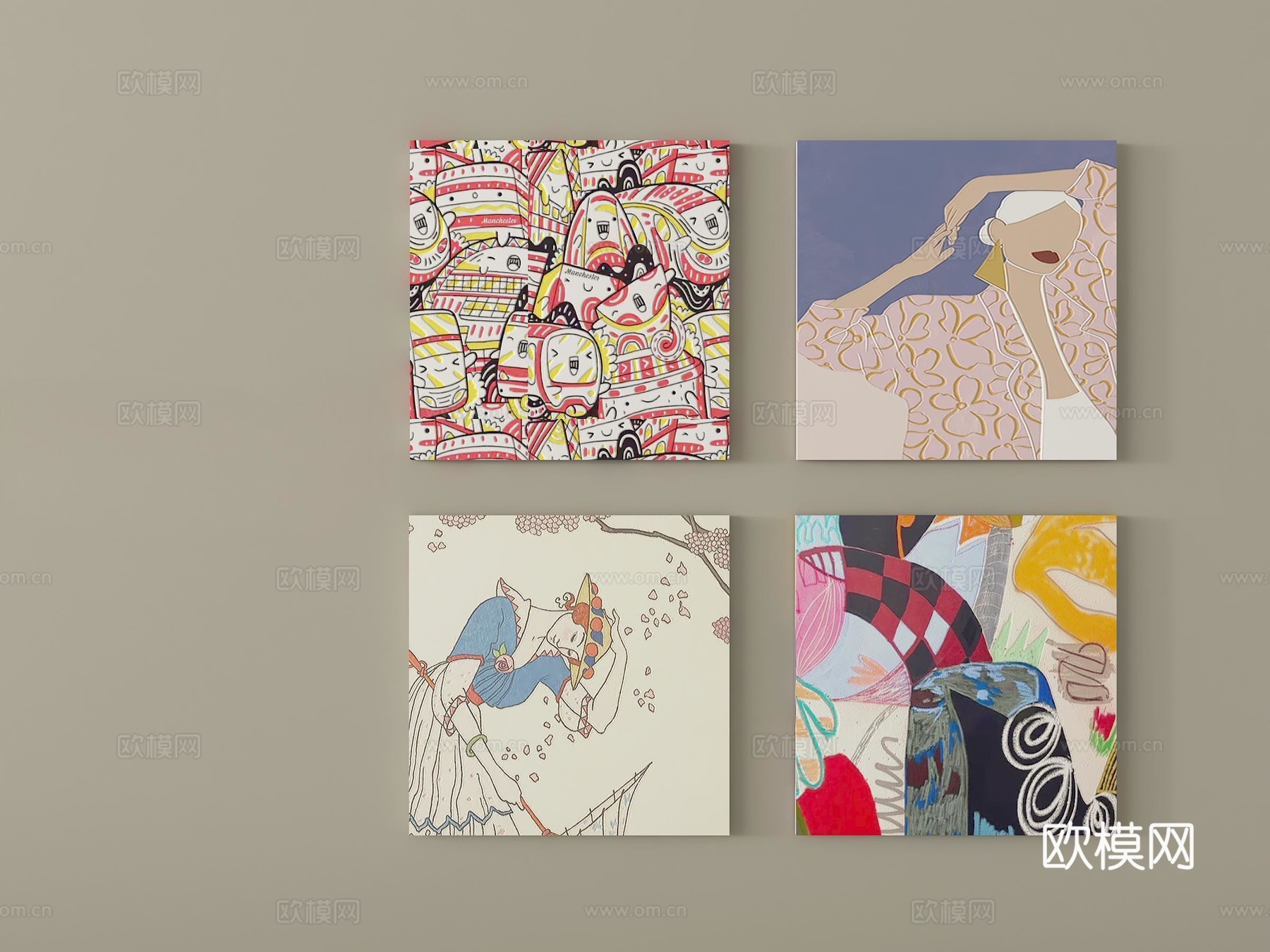 现代抽象装饰画   挂画 艺术画3d模型下载