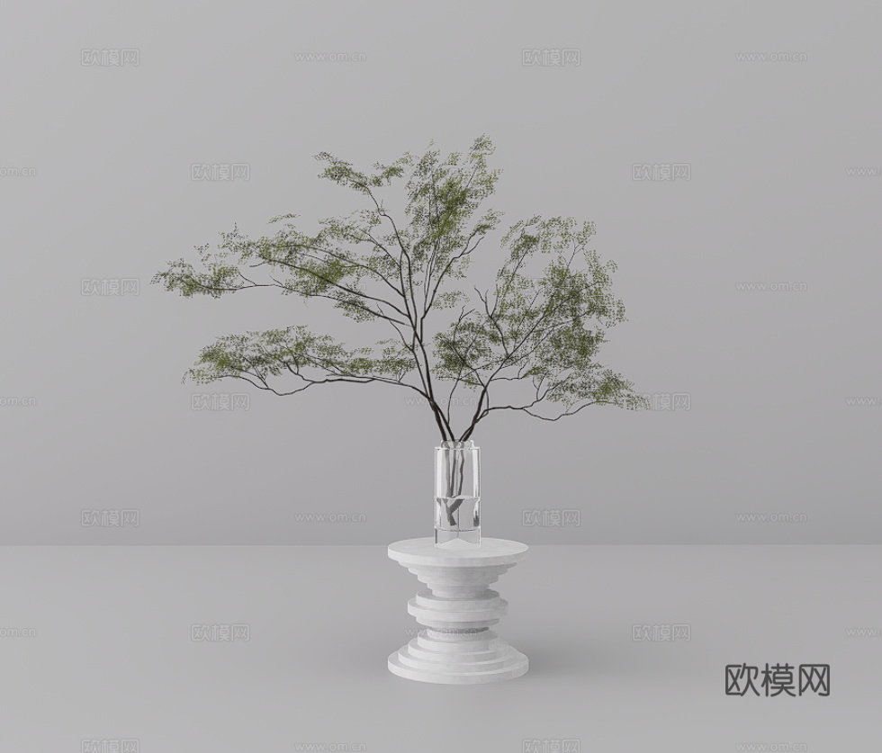 玻璃瓶植物su模型