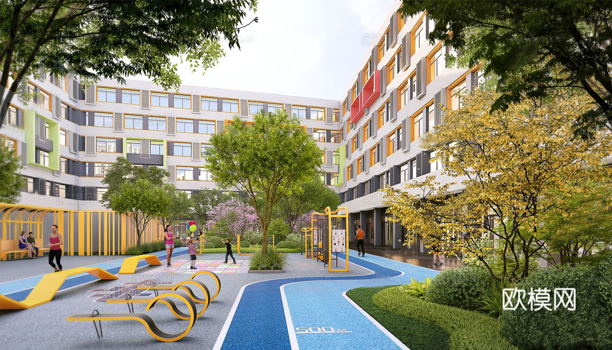现代校园景观  校园建筑su模型