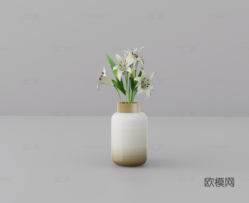 花瓶花卉su模型