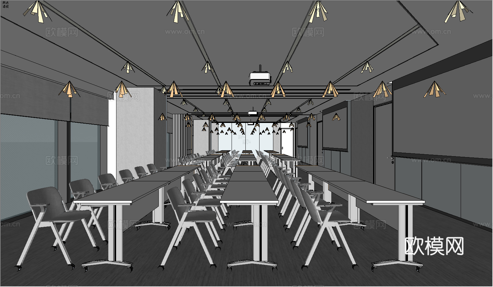 现代培训室su模型