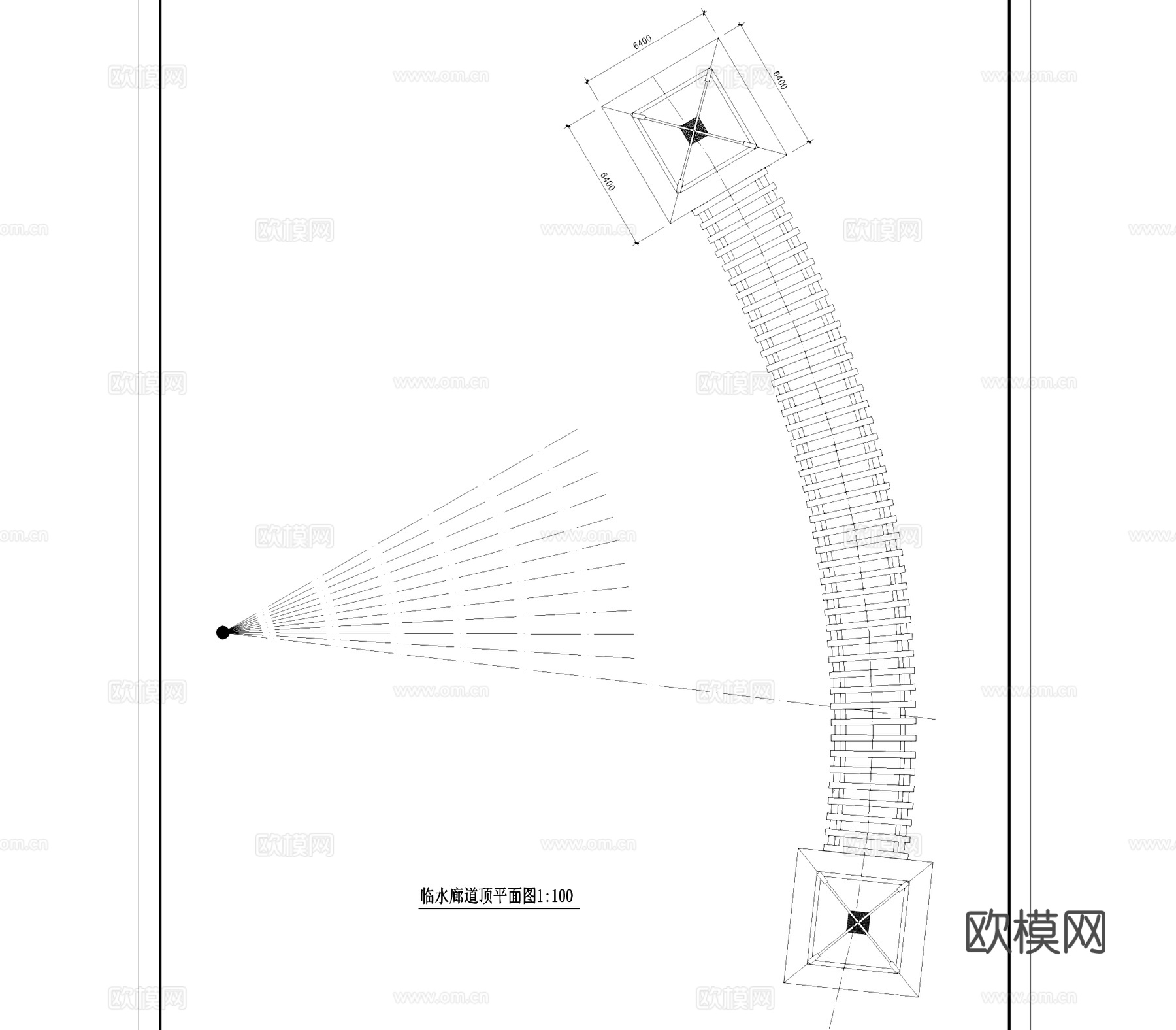 山庄会所前荷塘景观CAD施工图全套cad施工图