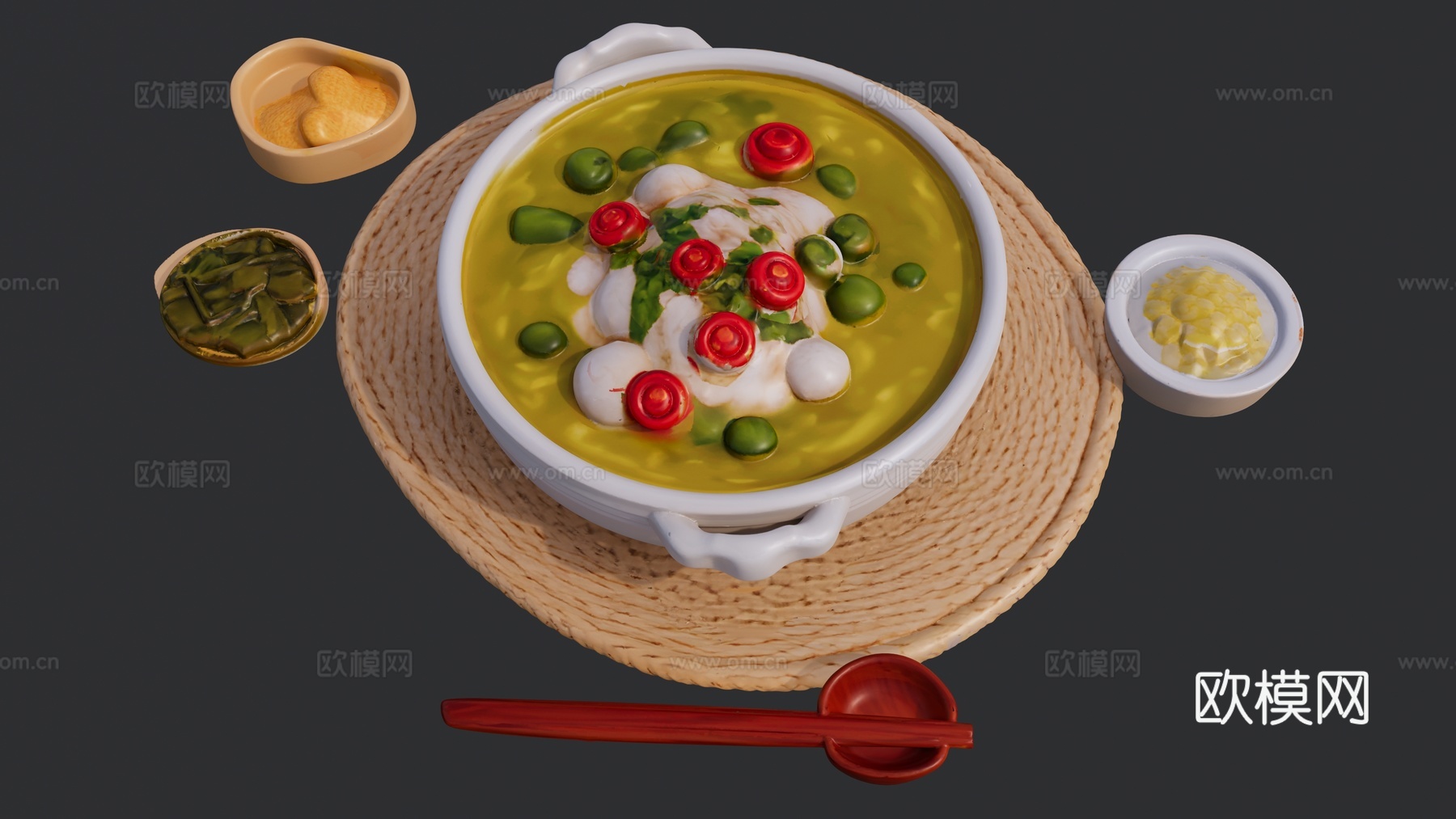 酸菜鱼菜品组合su模型