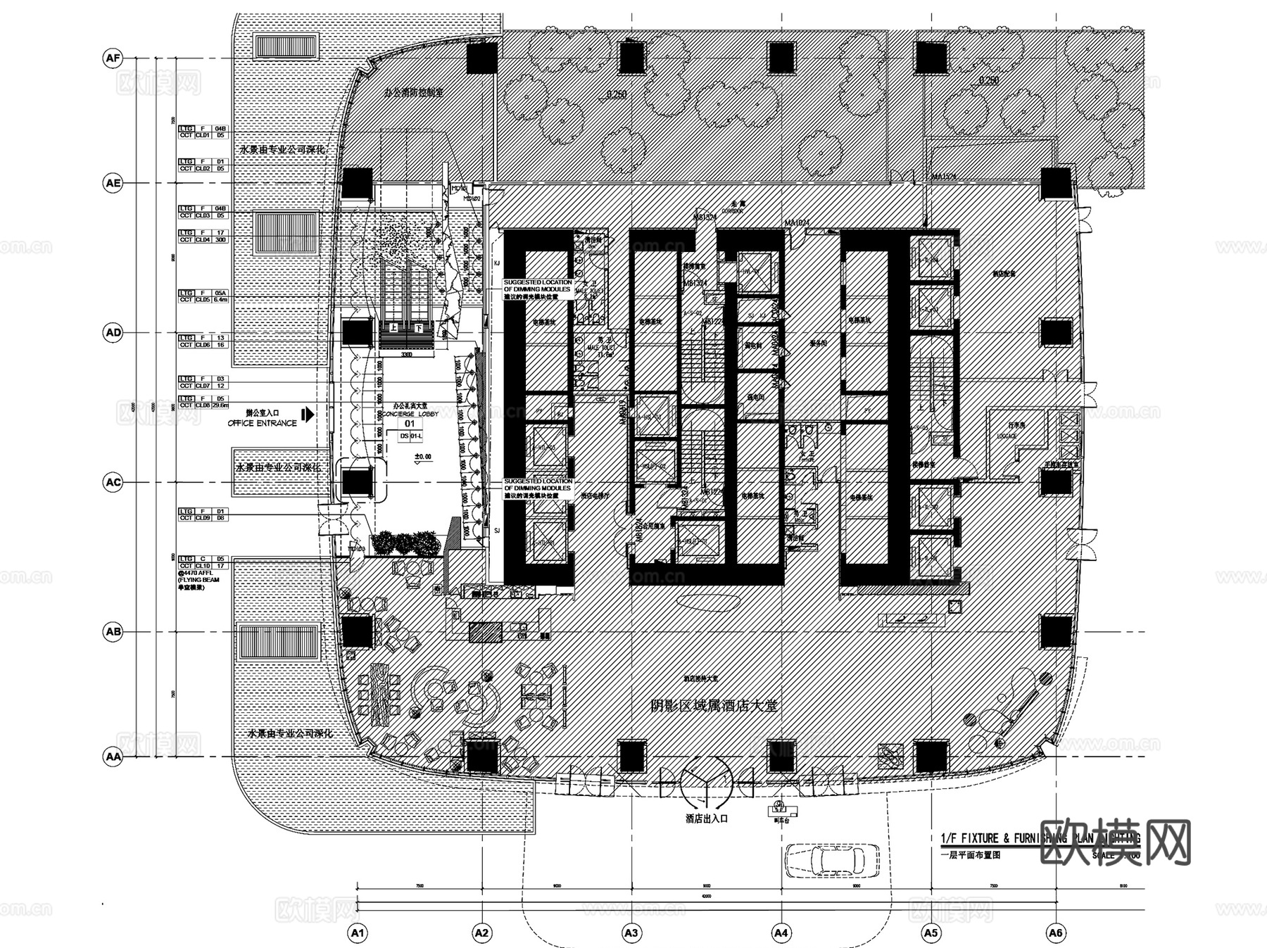 深圳南山万豪办公大堂灯光照明CAD施工图全套cad施工图