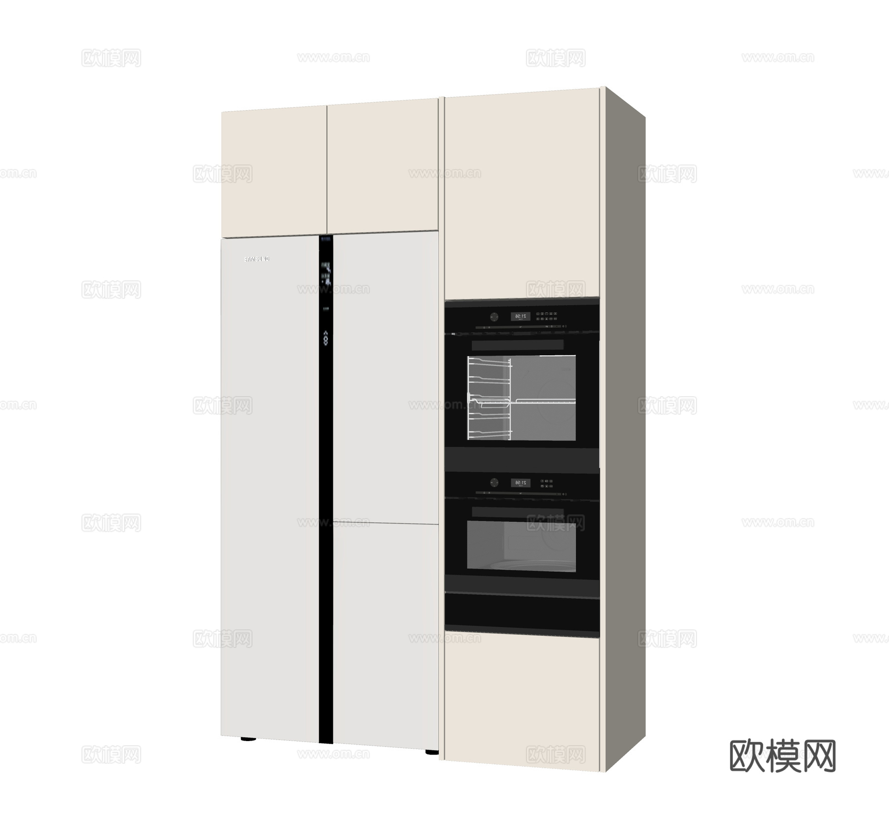 现代冰箱柜 冰箱 烤箱su模型