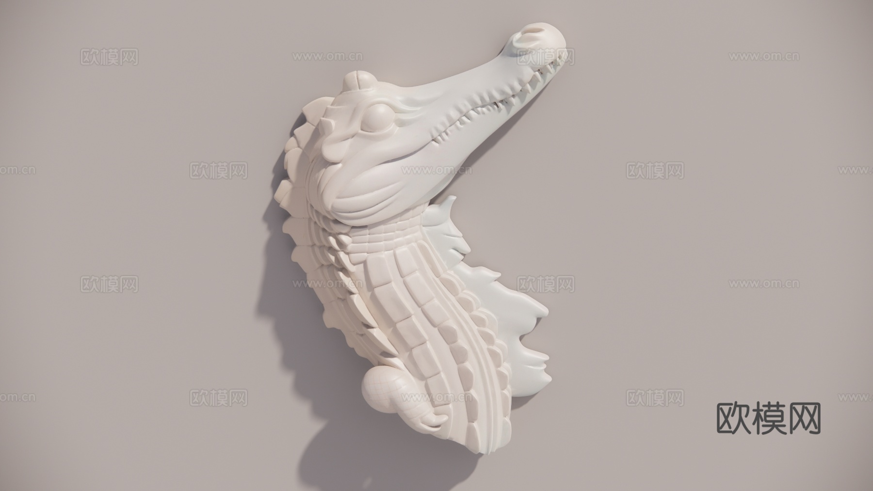 鳄鱼白模雕塑su模型