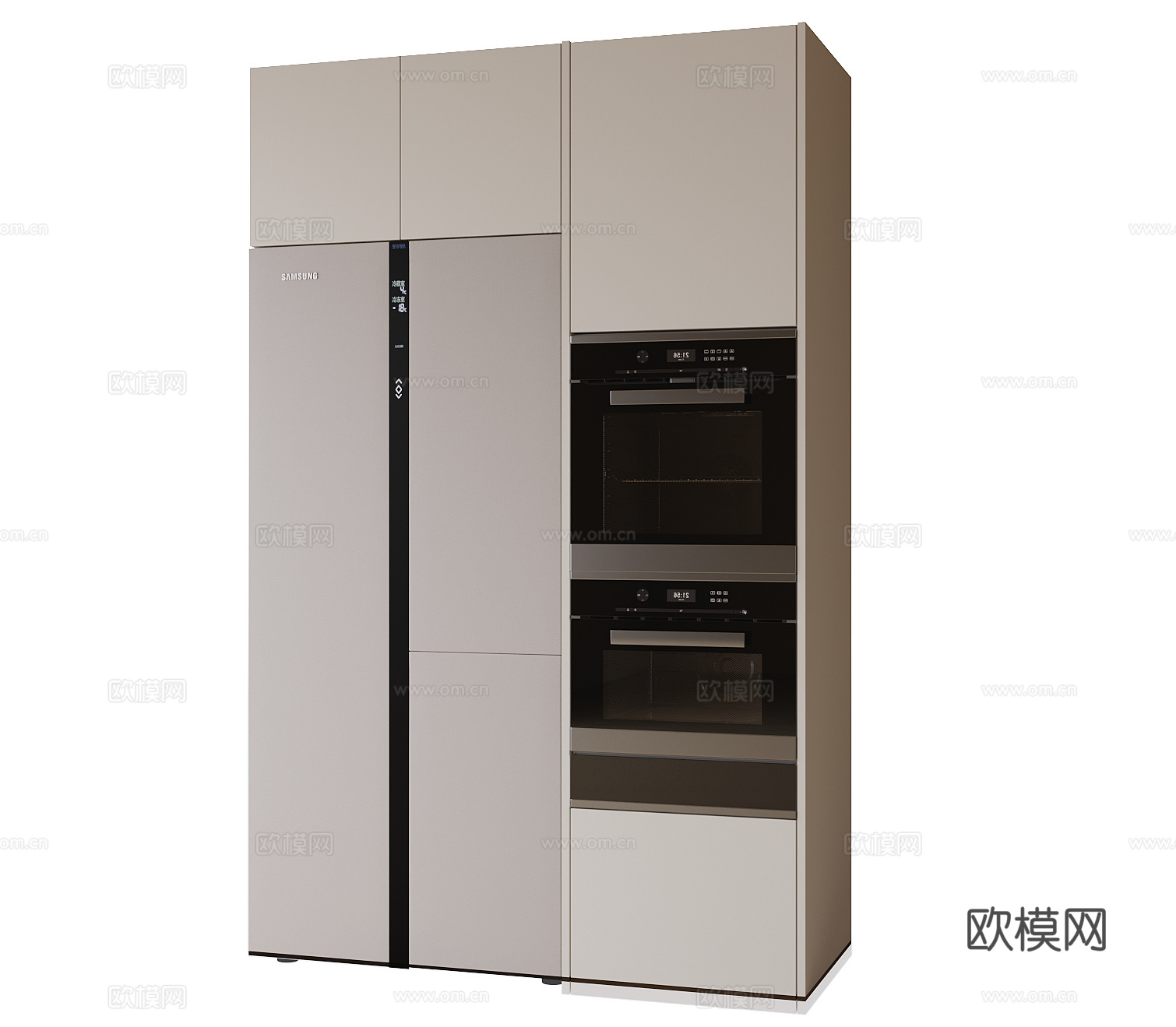 现代冰箱柜 冰箱 烤箱su模型