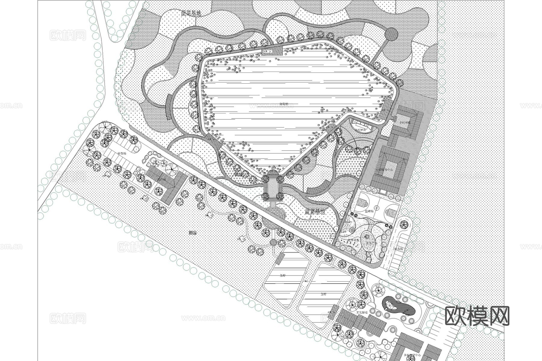 农场 花海 花田 农业园 果园 观光园cad施工图