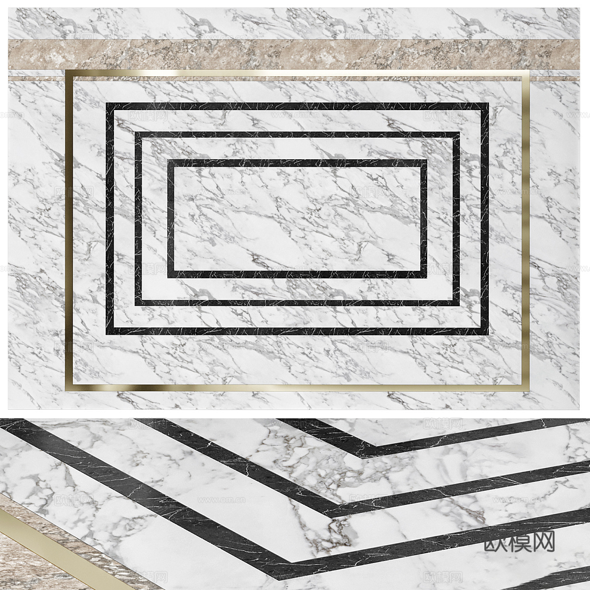 现代轻奢石材 大理石 拼花3d模型下载（渲染图2）