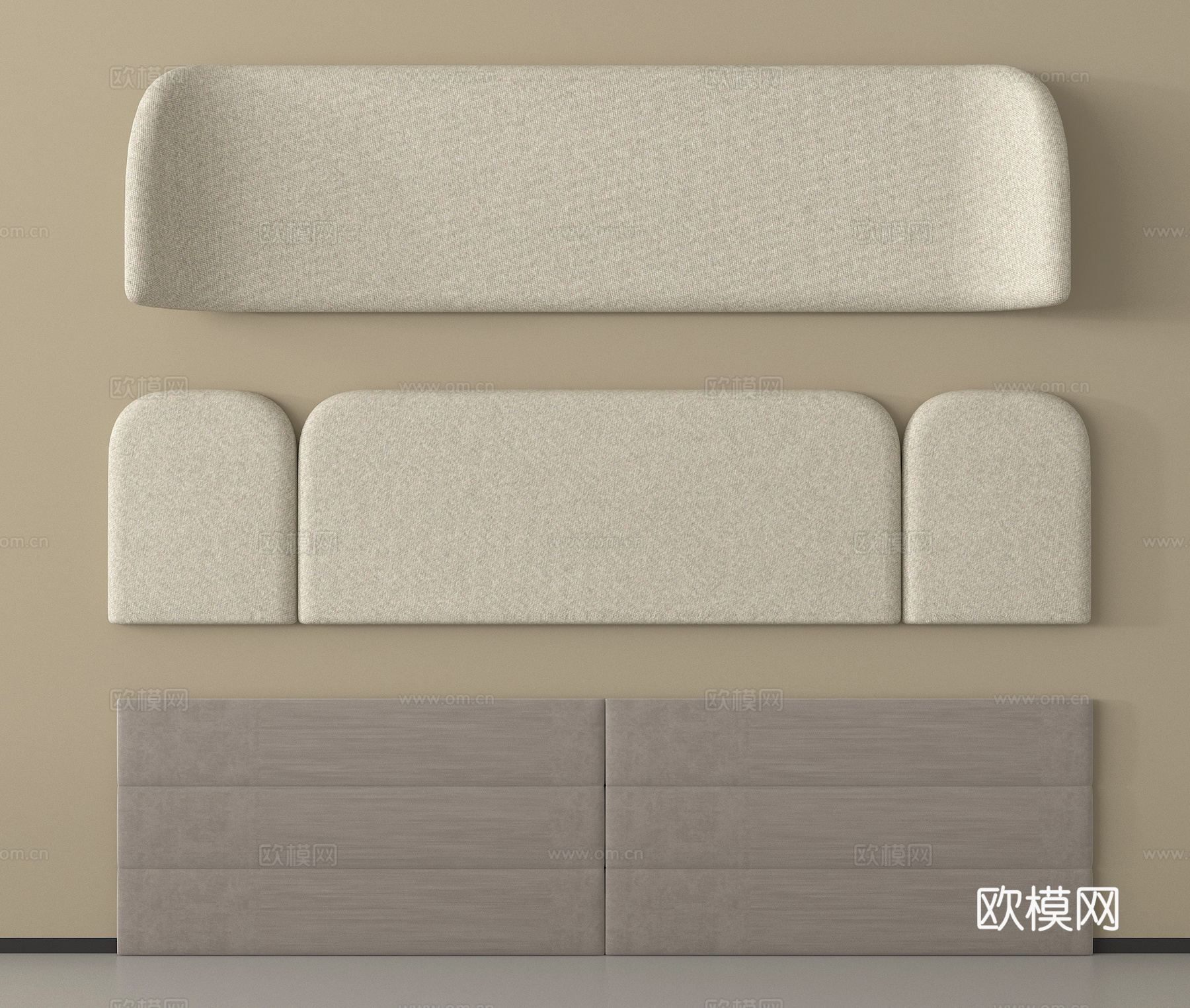 现代床靠背  床头 墙裙su模型