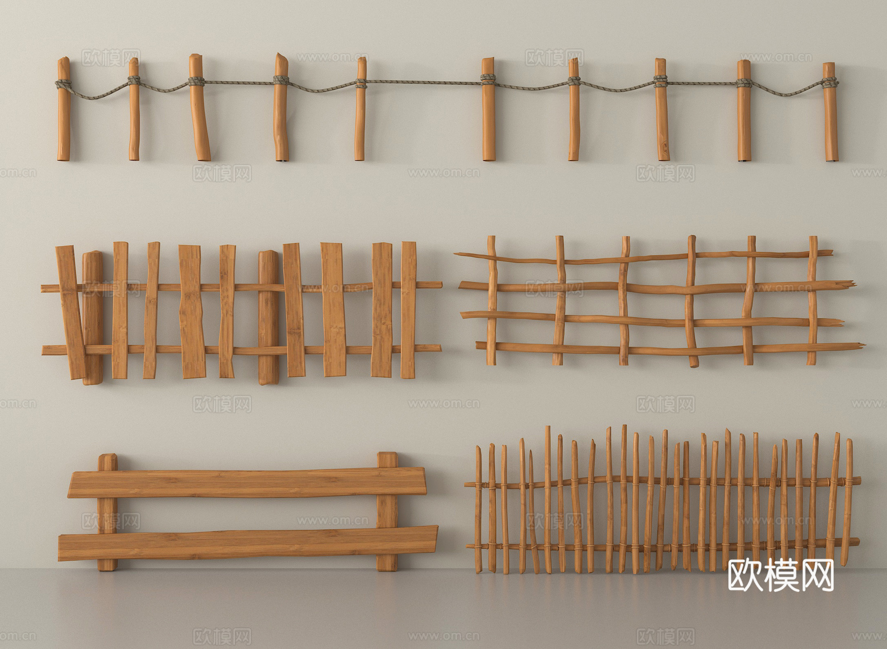 新中式栏杆   栅栏 围栏su模型