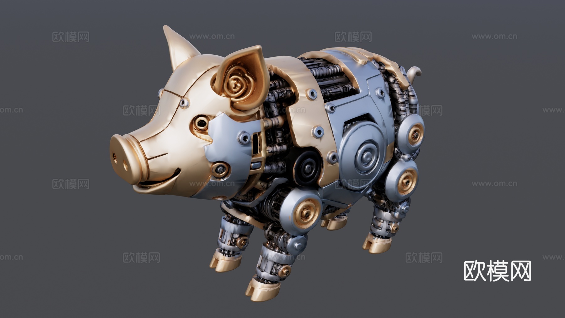 生肖机械猪雕塑su模型