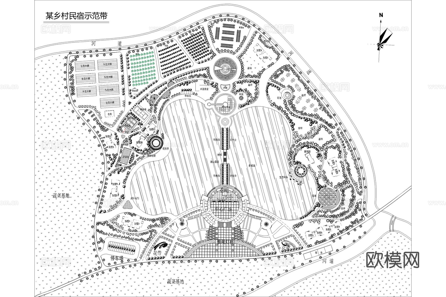 农场 花海 花田 农业园 果园 观光园cad施工图