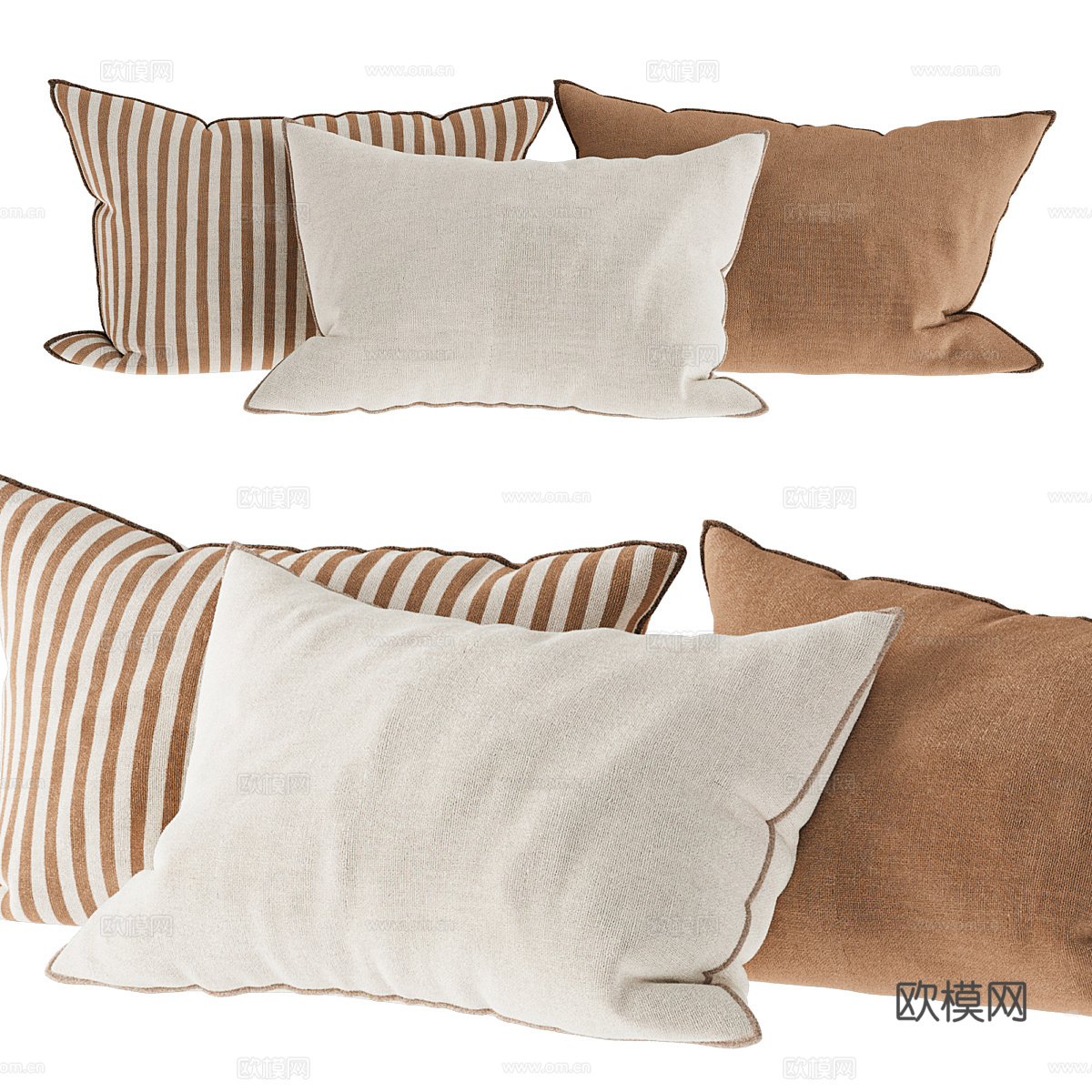 现代奶油风装饰抱枕3d模型下载（渲染图1）