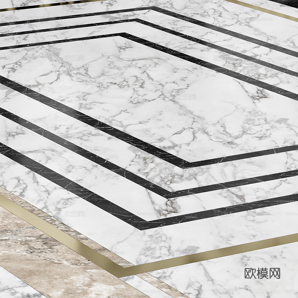 现代轻奢石材 大理石 拼花3d模型下载（渲染图3）