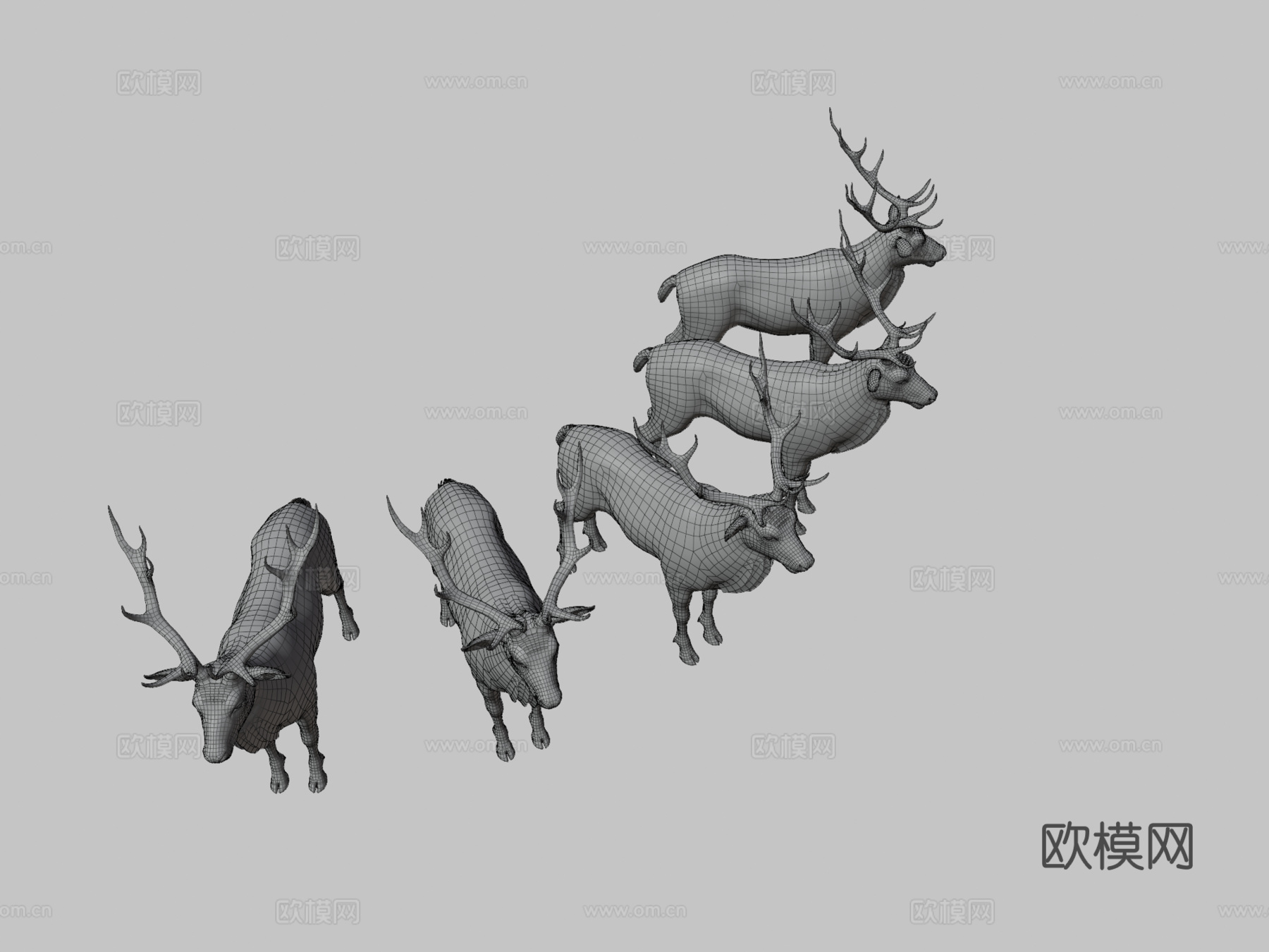 鹿群su模型下载（渲染图3）