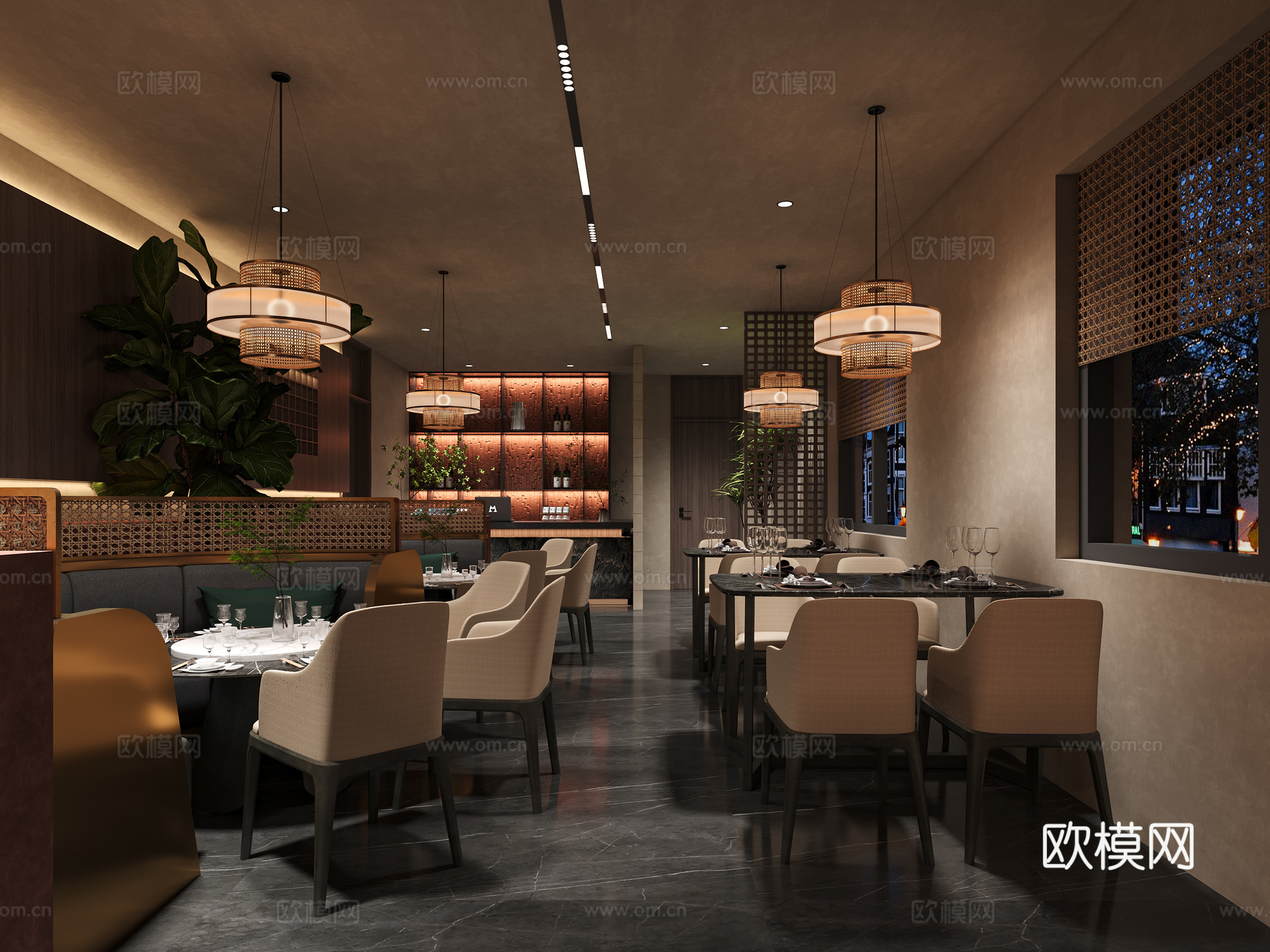 侘寂风餐厅 饭馆 料理店 特色餐厅 品牌餐厅 火锅店 快餐店3d模型下载（渲染图1）