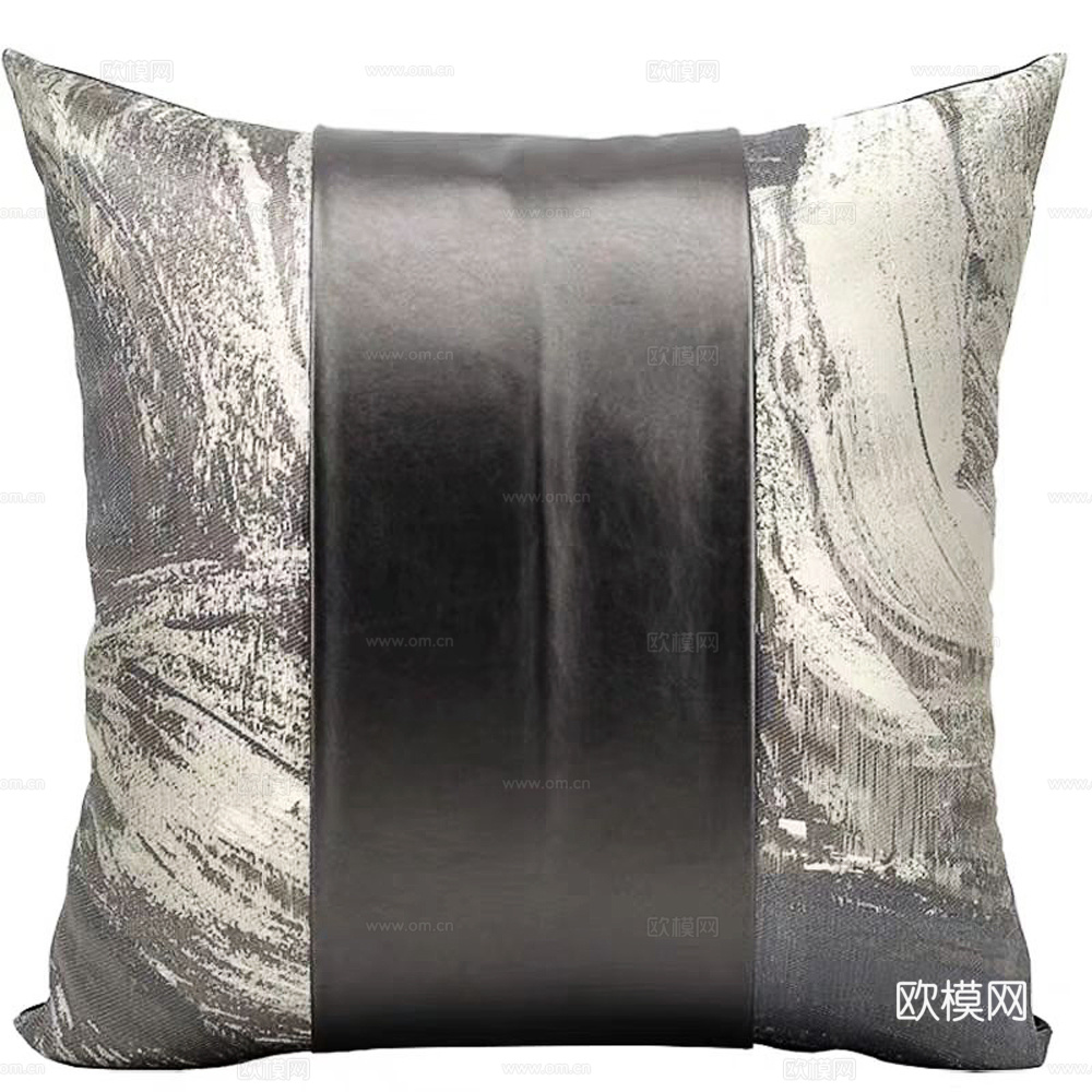 现代抱枕 枕头 拼接抱枕 皮革抱枕
