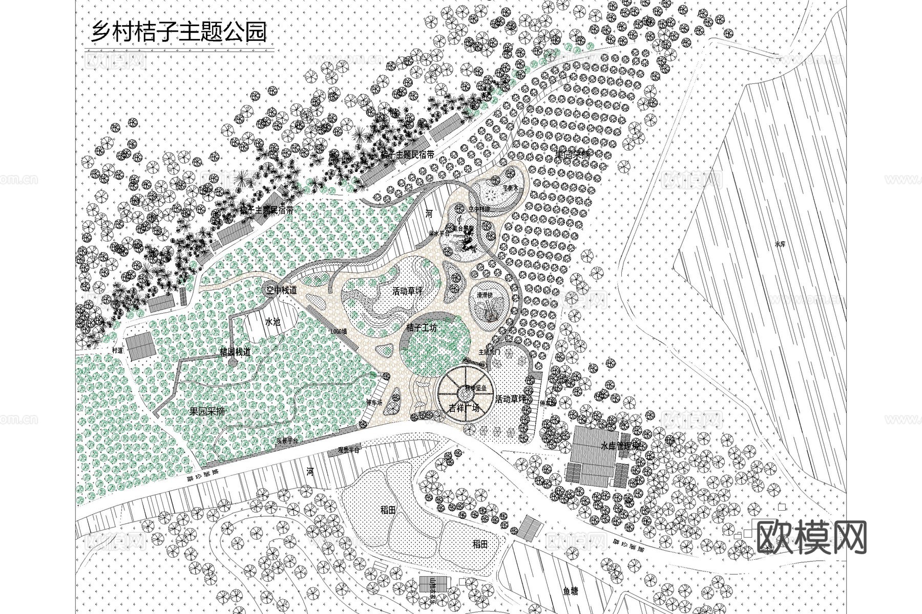 农场 花海 花田 农业园 果园 观光园cad施工图