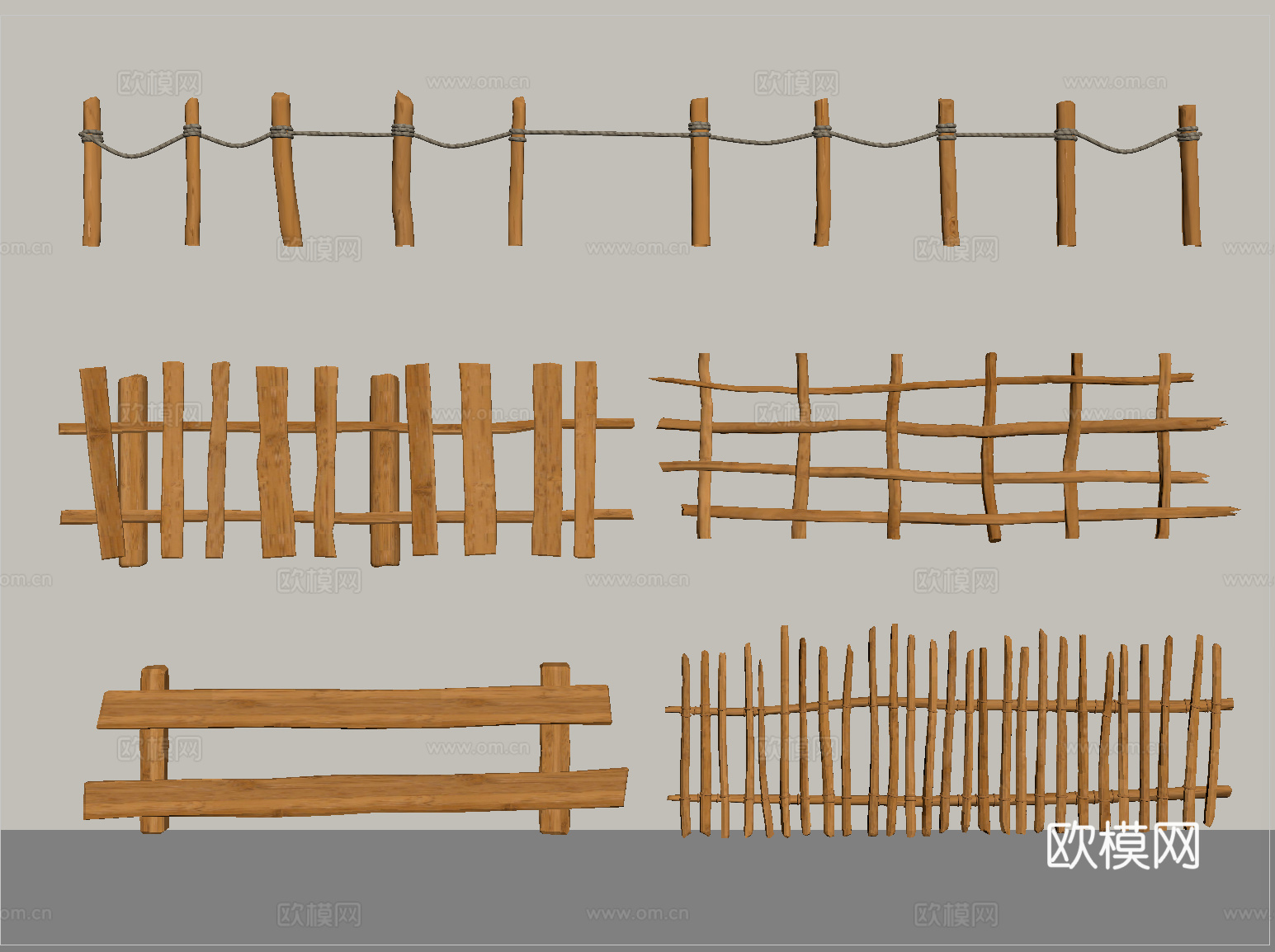 新中式栏杆   栅栏 围栏su模型