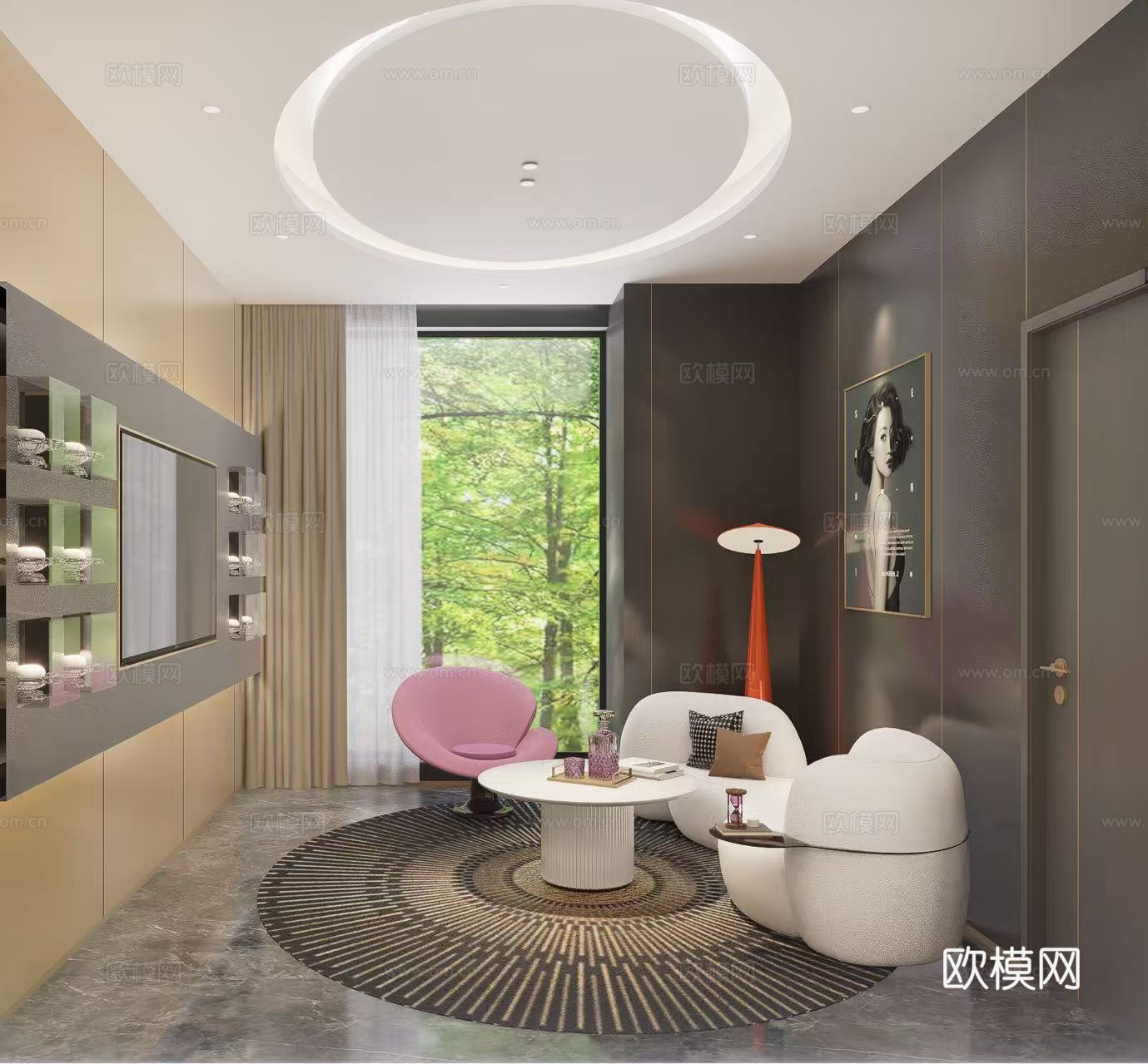 现代网红VIP洽谈室su模型