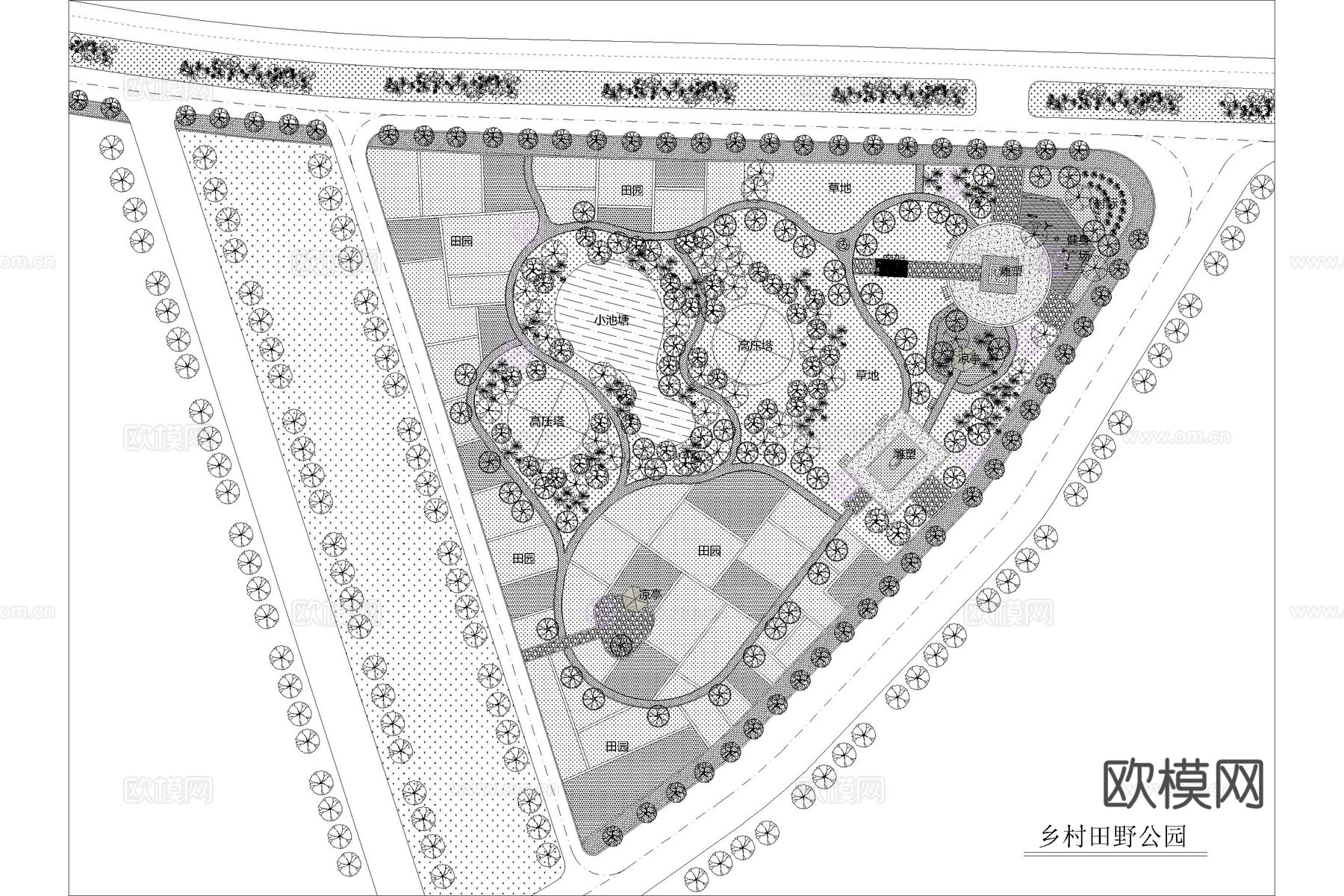 农场 花海 花田 农业园 果园 观光园cad施工图