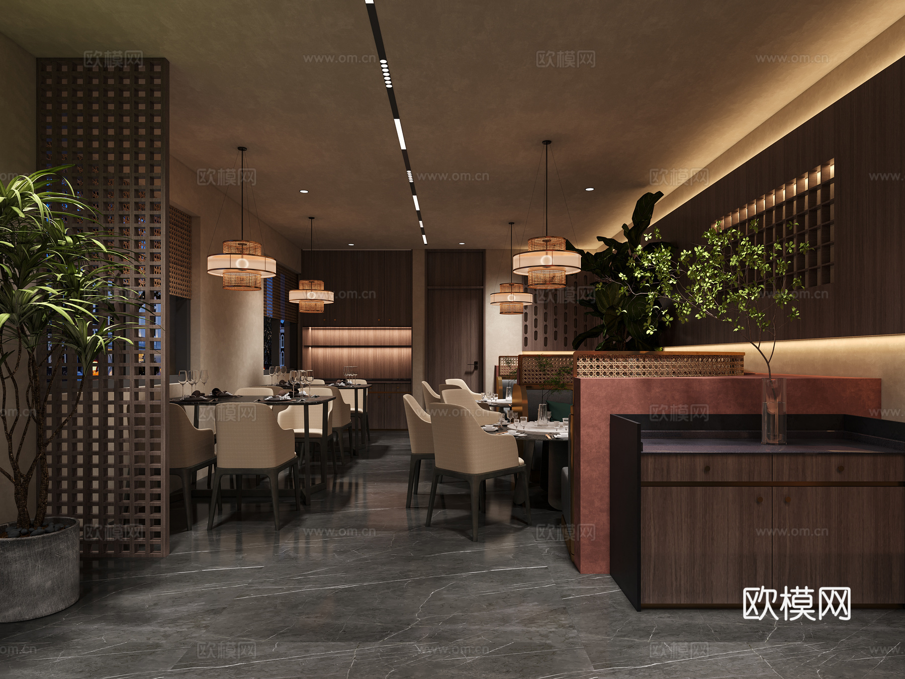 侘寂风餐厅 饭馆 料理店 特色餐厅 品牌餐厅 火锅店 快餐店3d模型下载（渲染图2）