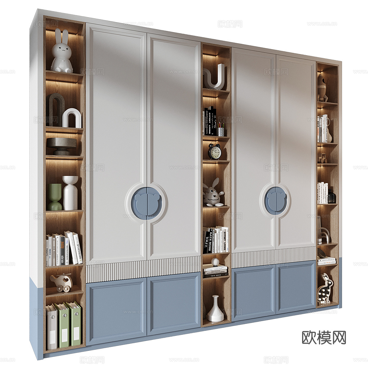 现代奶油风儿童衣柜3d模型下载（渲染图2）