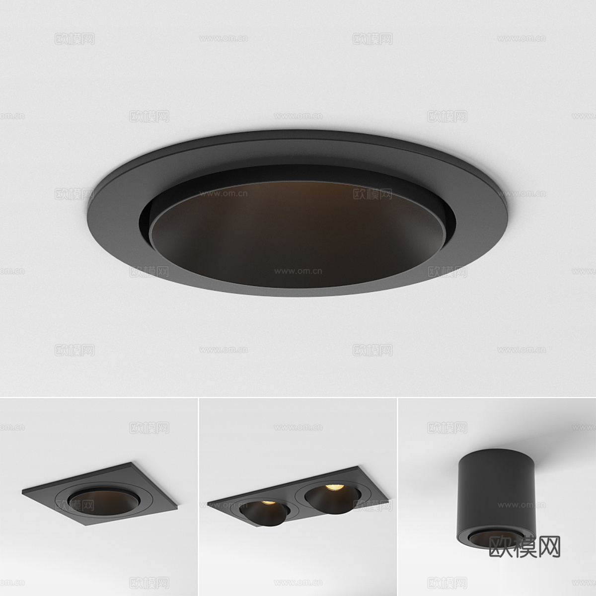 现代极简筒灯射灯3d模型下载（渲染图1）