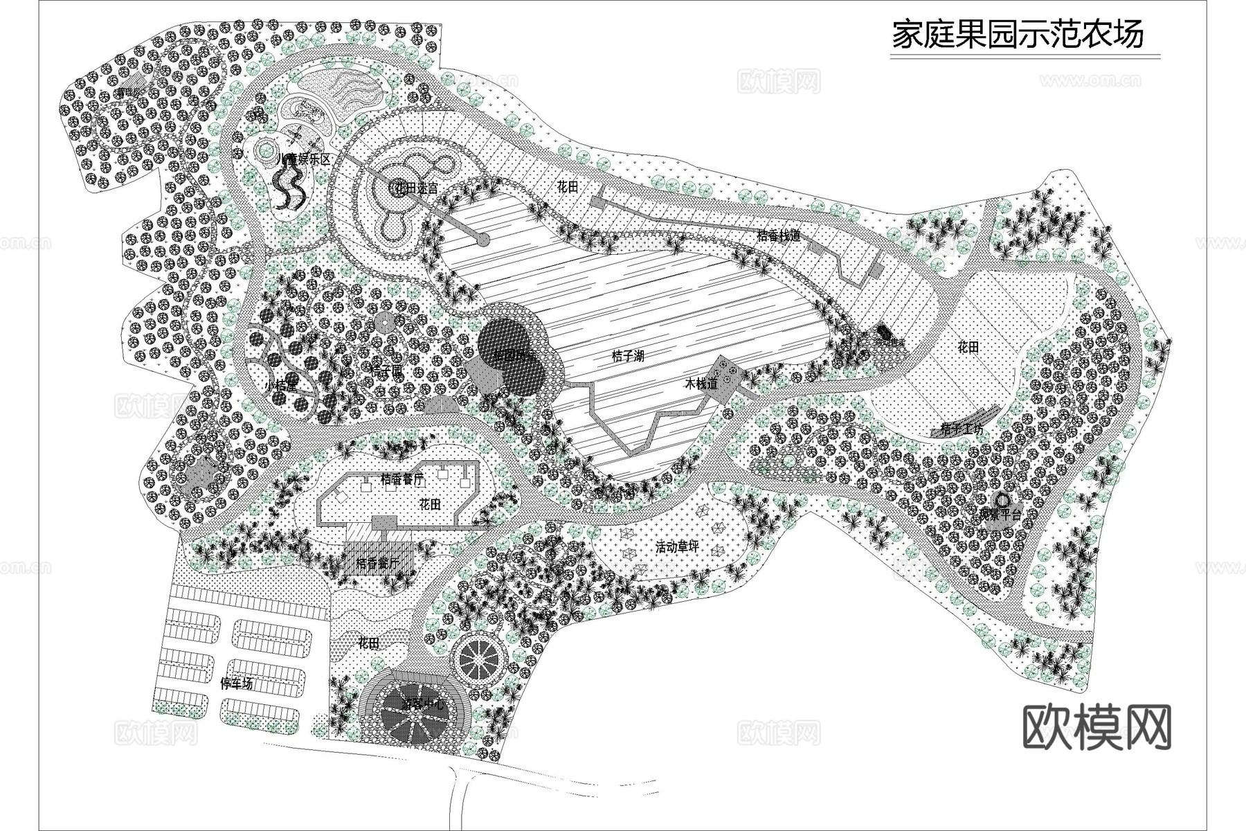 农场 花海 花田 农业园 果园 观光园cad施工图