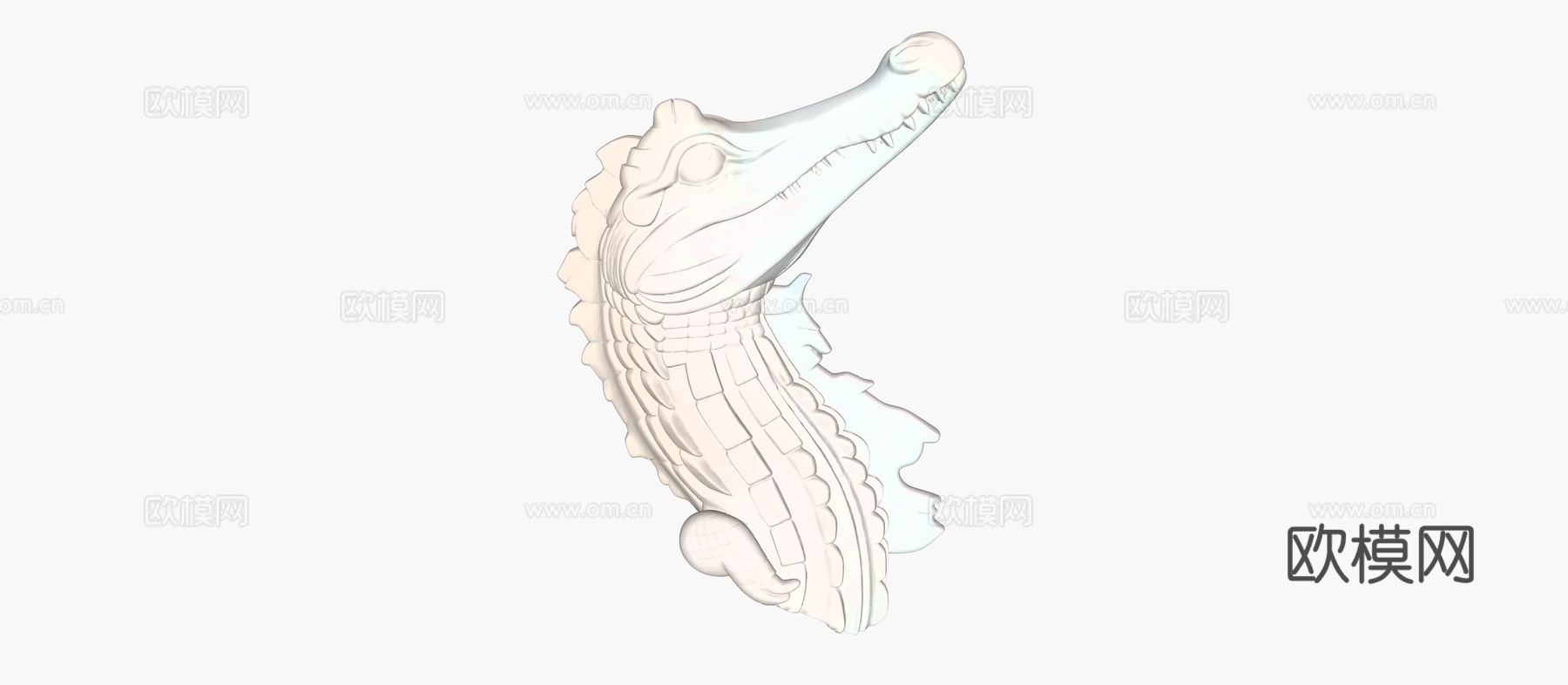 鳄鱼白模雕塑su模型