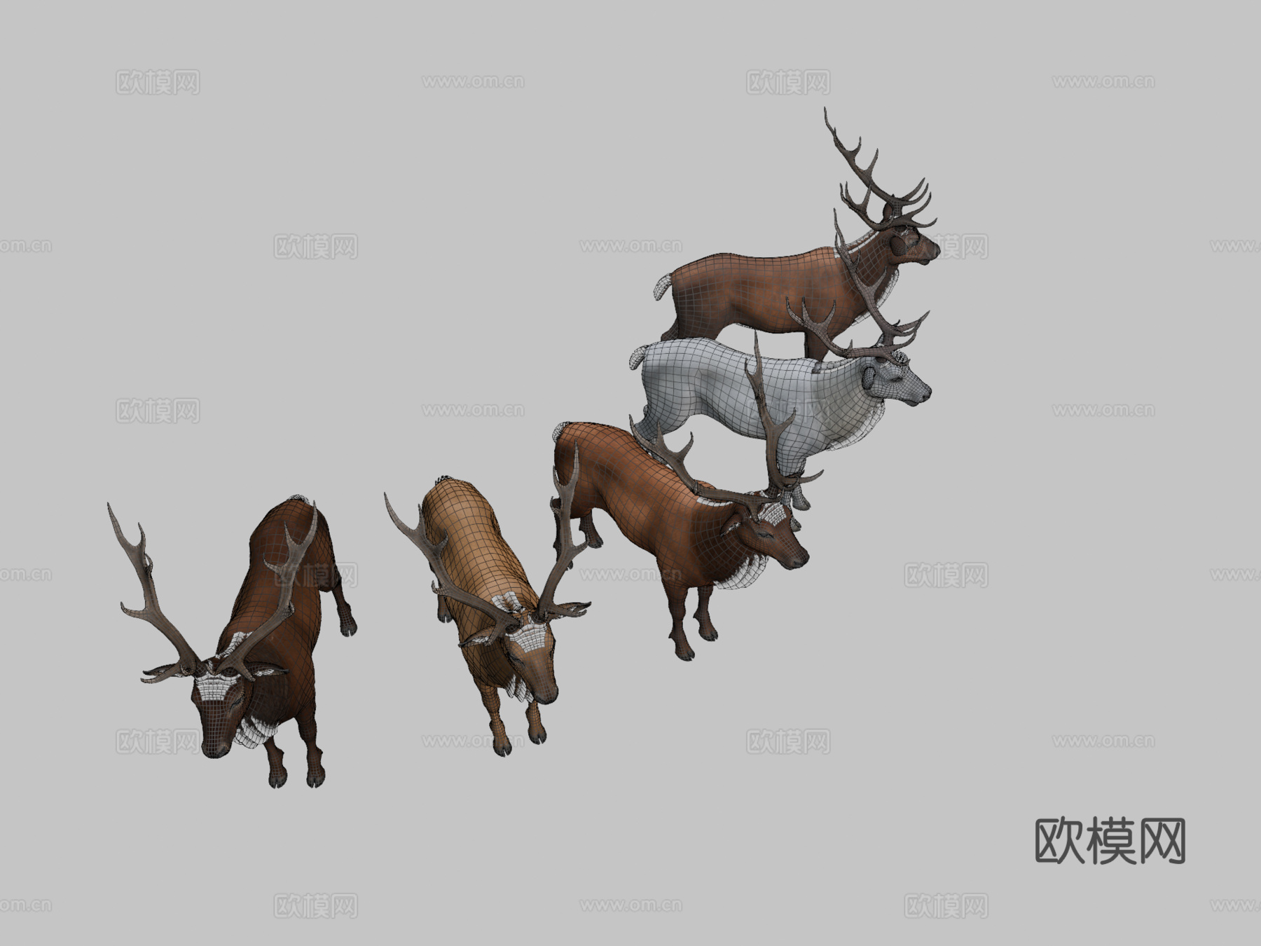 鹿群su模型下载（渲染图2）