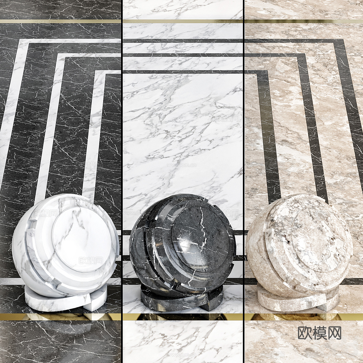 现代轻奢石材 大理石 拼花3d模型下载（渲染图1）