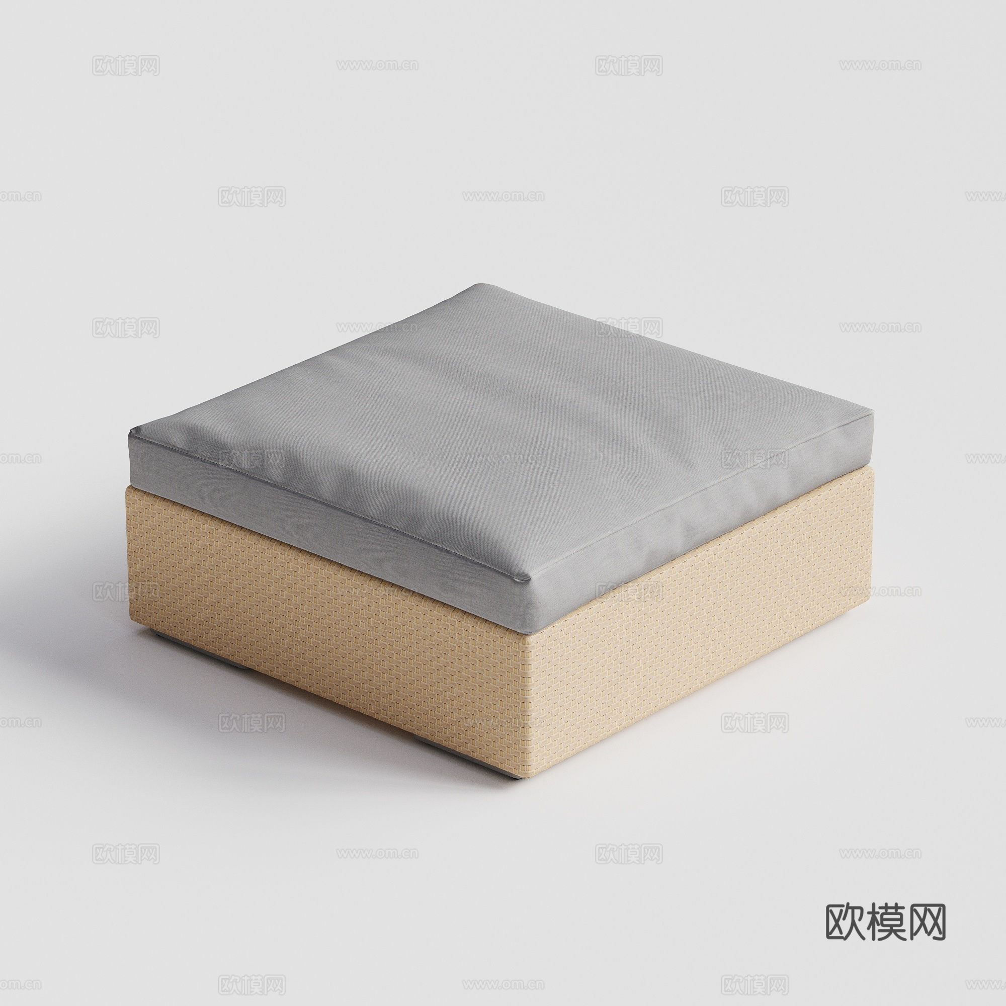 DEDON - 现代户外茶几 方茶几 藤编玻璃台面茶几 侧几su模型