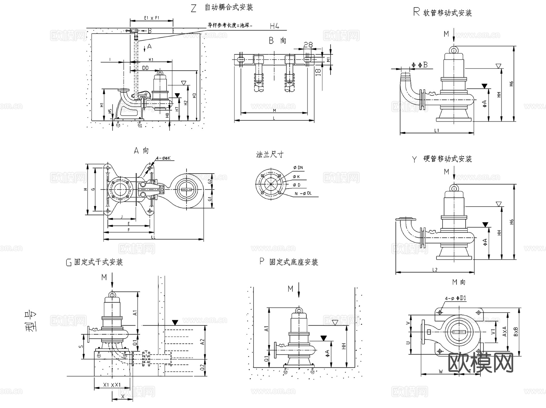 水泵安装节点大样详图CAD施工图集cad施工图